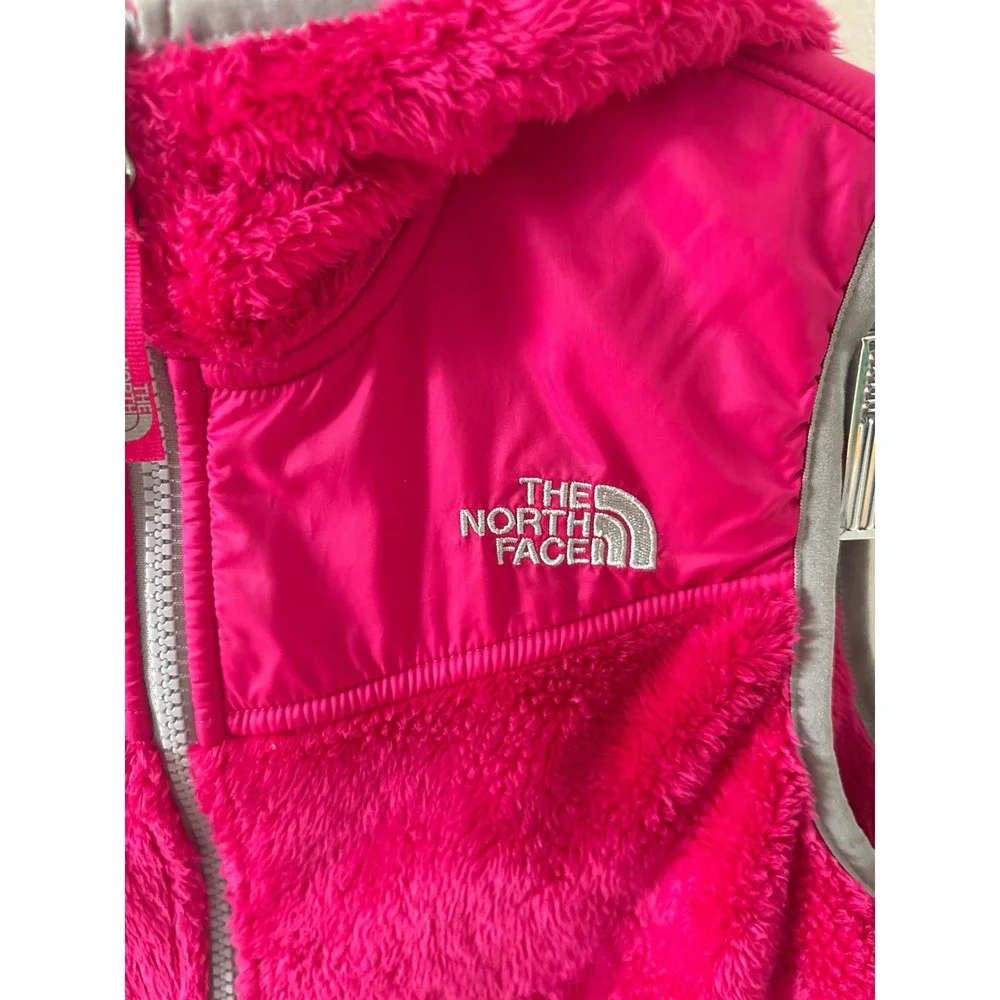 The North Face Girls Pink Hooded Fleece Vest Full Zip Size L 14/16